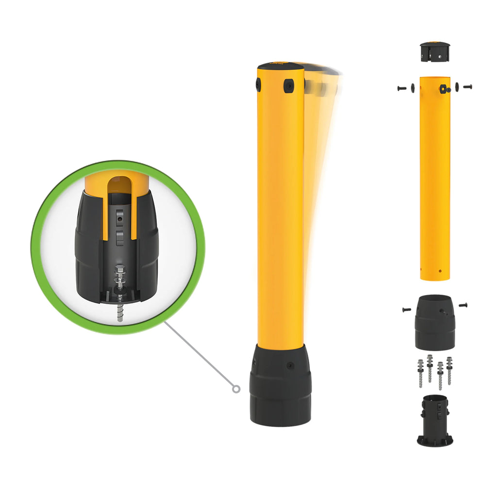 BLACK BULL FLEX beschermpaal – aanrijdbeveiliging – flexibel - geel / zwart