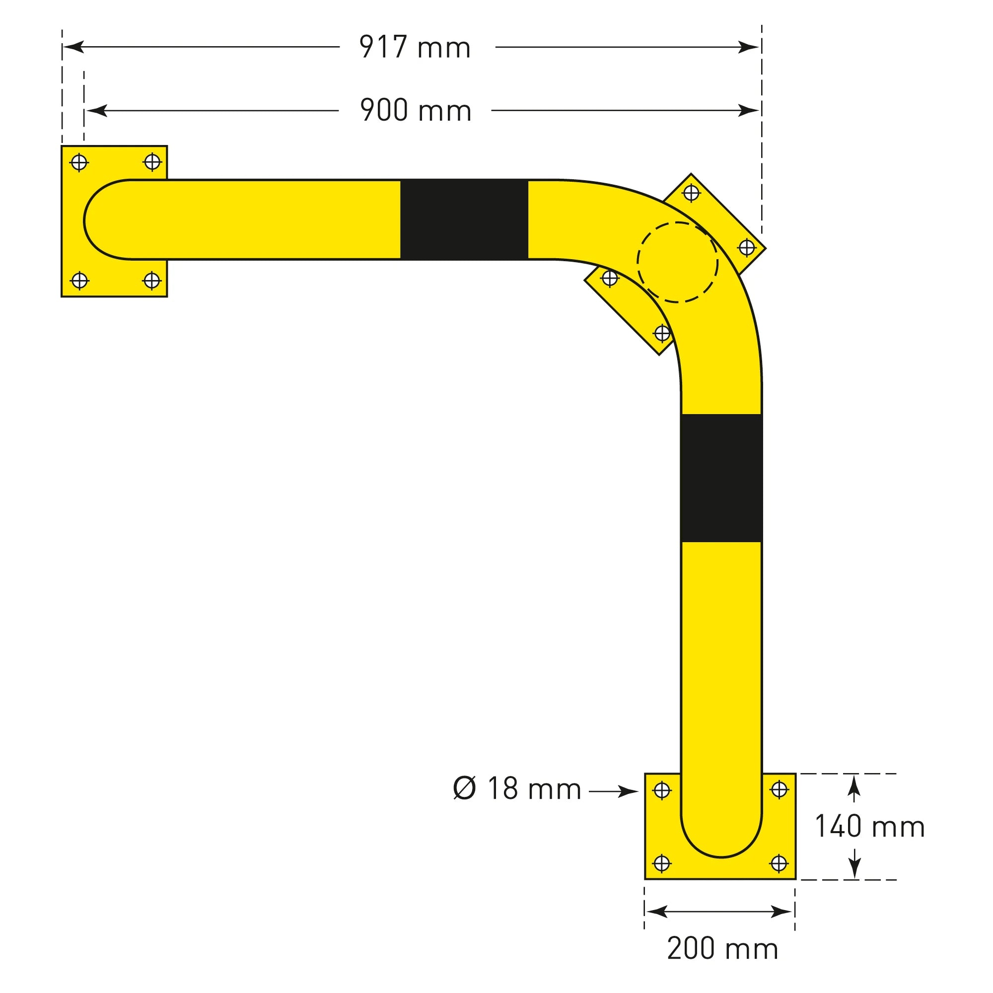 BLACK BULL Hoekbeschermbeugel XL - 90x90 cm - Ø 108 mm- binnen & buiten