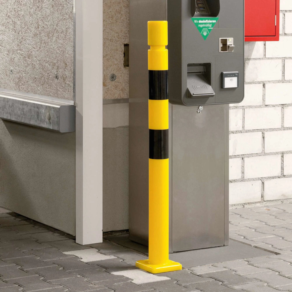 BLACK BULL FLEX Rampaal op voetplaat – TPU - binnen & buiten – Ø80 mm – geel / zwart