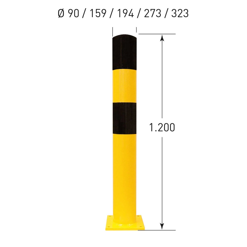 BLACK BULL rampaal op voetplaat - Ø90 mm – binnen – gecoat – geel / zwart