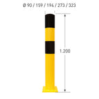 BLACK BULL rampaal op voetplaat - Ø90 mm – binnen – gecoat – geel / zwart