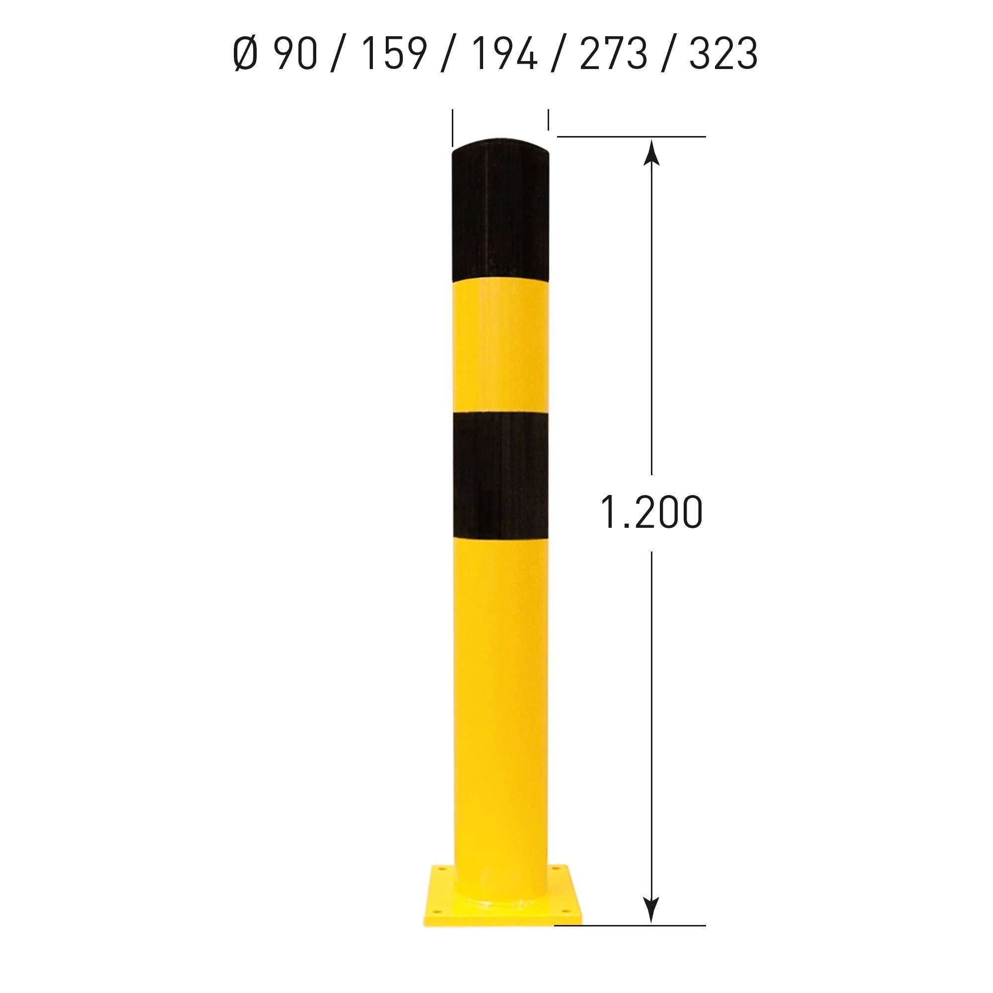 BLACK BULL rampaal op voetplaat - Ø90 mm – binnen – gecoat – geel / zwart