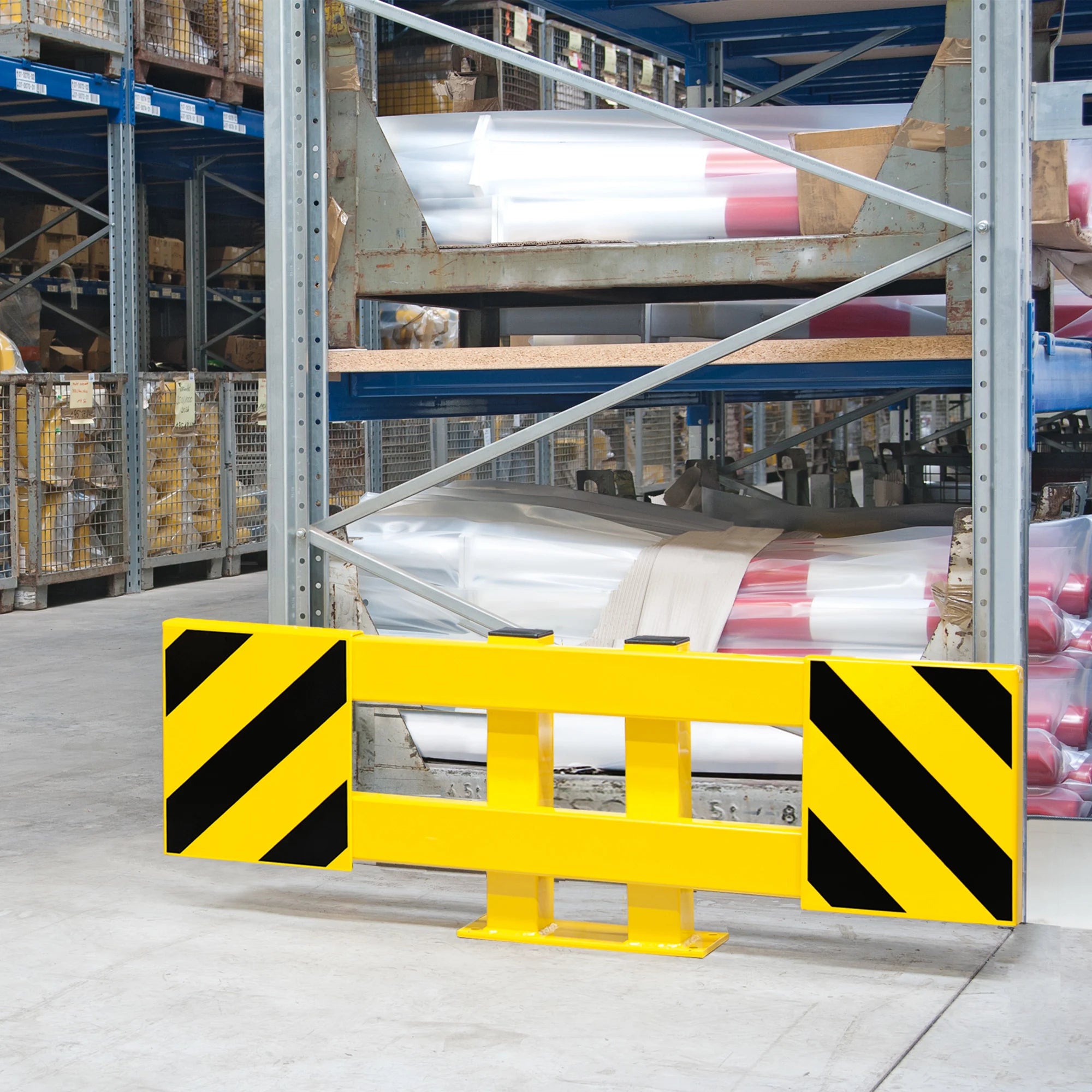 BLACK BULL Stelling beschermer – palletrekbescherming – verstelbaar – 90/130 x 46,5 cm – geel / zwart