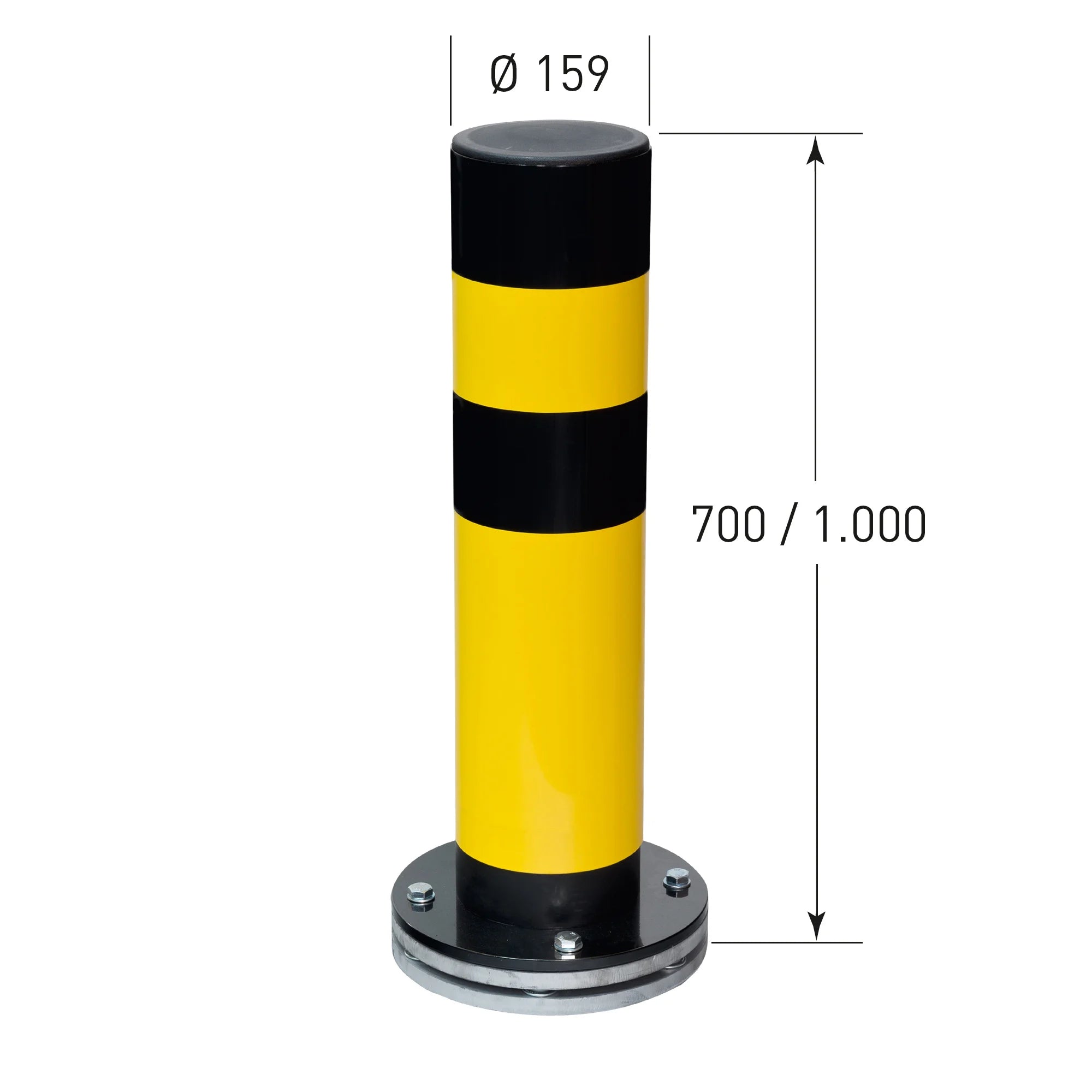 BLACK BULL draaiende & verende rampaal SWING – binnen – Ø159 mm – geel / zwart