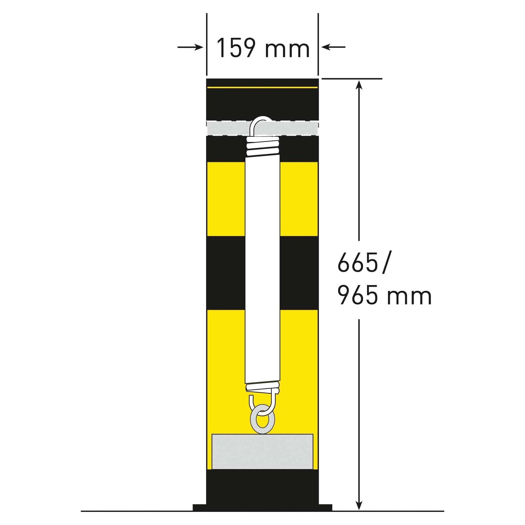 BLACK BULL verende rampaal SWING – binnen & buiten – Ø159 mm – verzinkt & gecoat - geel / zwart