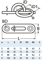 RVS steigeroog met ring - langwerpige grondplaat - RVS A2-AISI 304