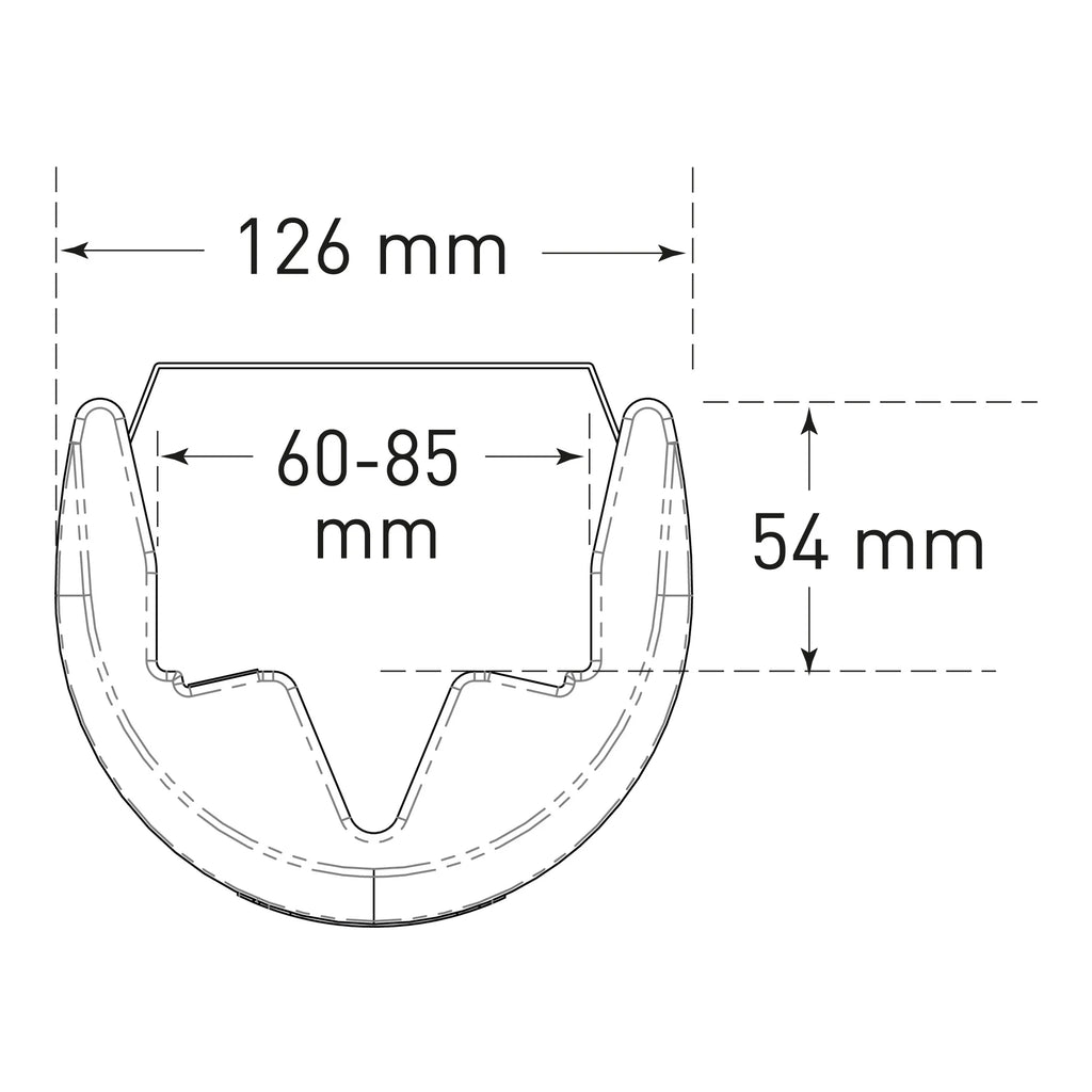 Kolombeschermer 60-85 mm - kunststof – aanrijdbeveiliging – geel – klittenband sluiting