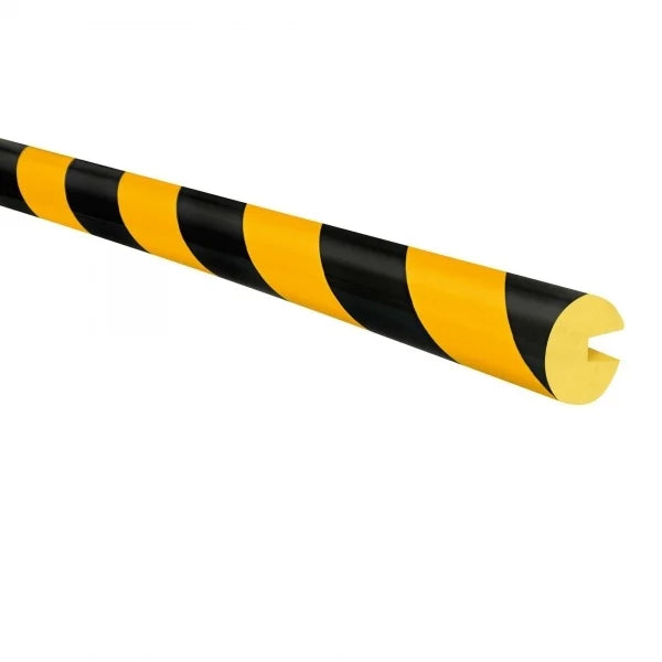 Profielstootrand rond – stootbescherming – opschuifbaar – 1 of 5 meter – geel / zwart