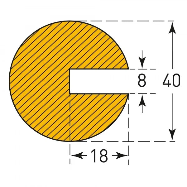 Profielstootrand rond – stootbescherming – opschuifbaar – 1 of 5 meter – geel / zwart