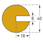 Profielstootrand rond – stootbescherming – opschuifbaar – 1 of 5 meter – geel / zwart