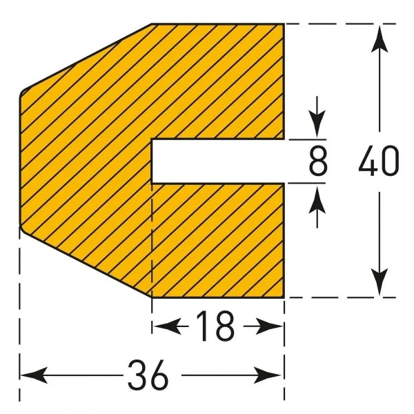 Profielstootrand trapezium – stootbescherming – opschuifbaar – 1 meter – geel / zwart