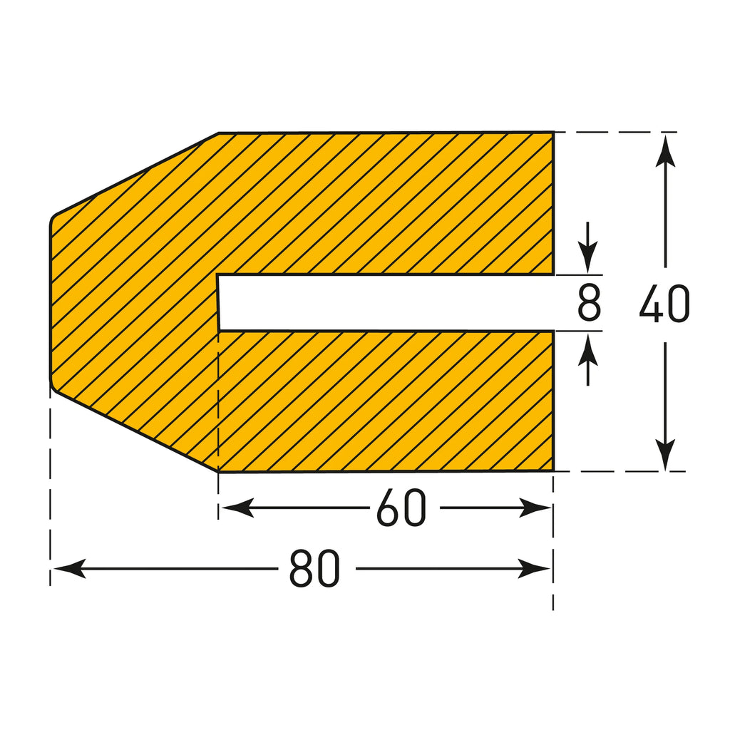 Profielstootrand trapezium – stootbescherming – opschuifbaar – 1 meter – geel / zwart
