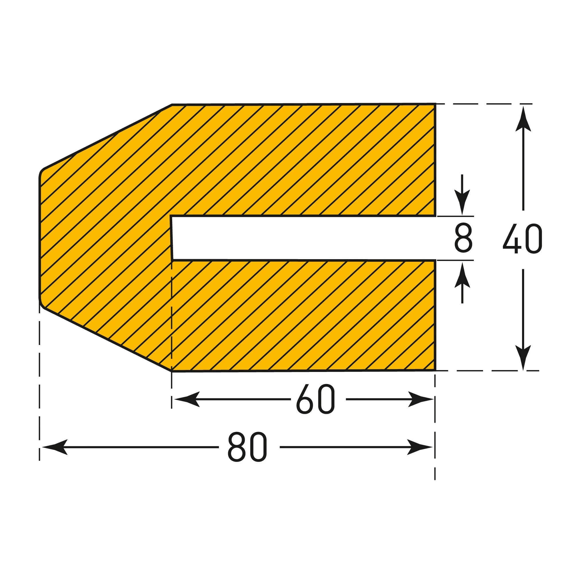 Profielstootrand trapezium – stootbescherming – opschuifbaar – 1 meter – geel / zwart