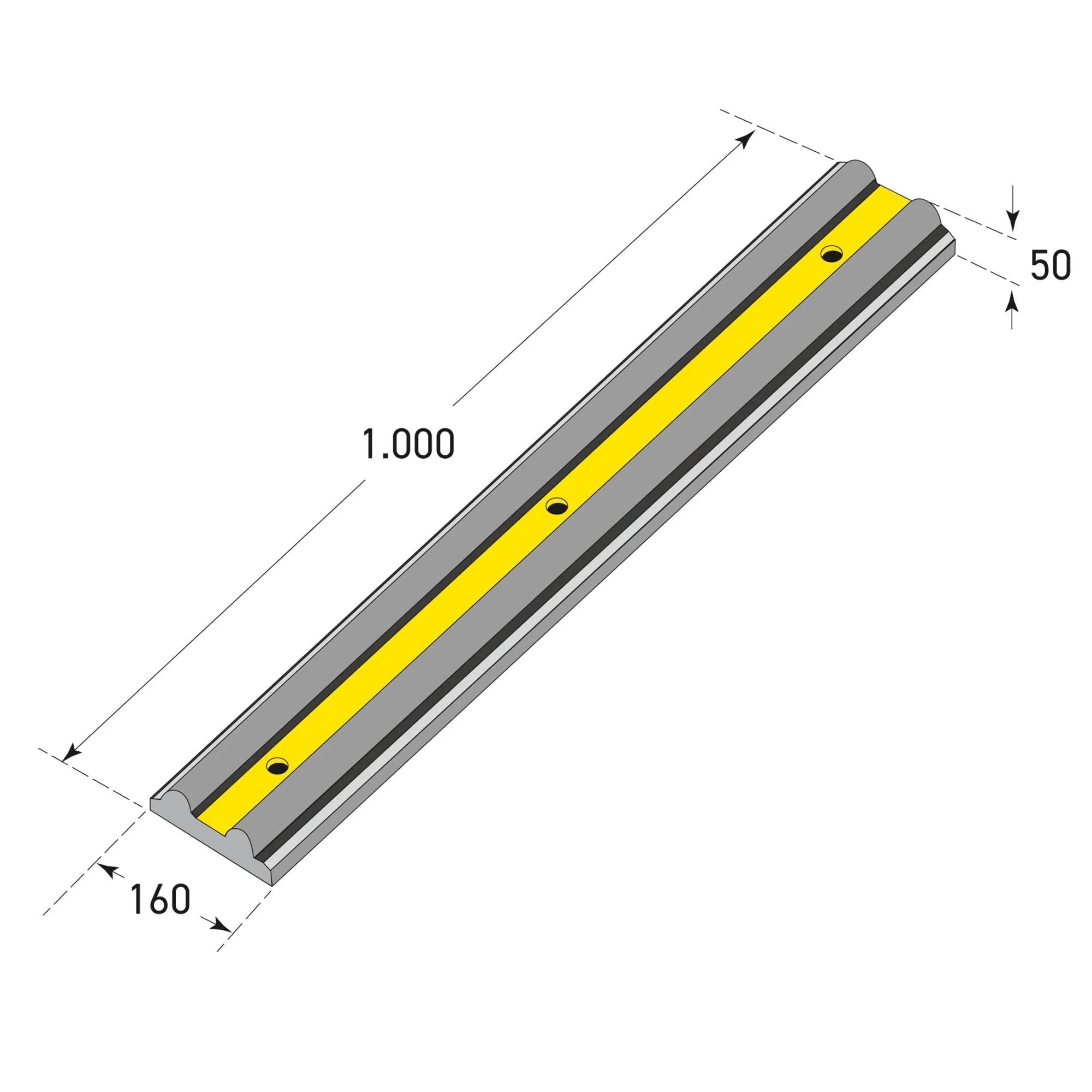 Schokdemper stootbalk – aanrijbeveiliging – 100 x 16x 5 xm – geel / zwart