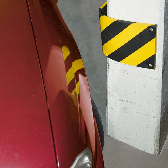 Stootbeschermer zuil rechthoekig – stootbescherming – 500 mm – boutmontage – geel / zwart