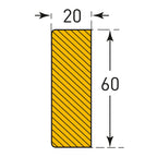Stootrand rechthoekig – stootbescherming – magnetisch – 100 x 6 x 2 cm – geel / zwart