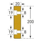 Stootrand rechthoekig – stootbescherming – schroefbevestiging – 500 x 20 x 2 cm – geel / zwart
