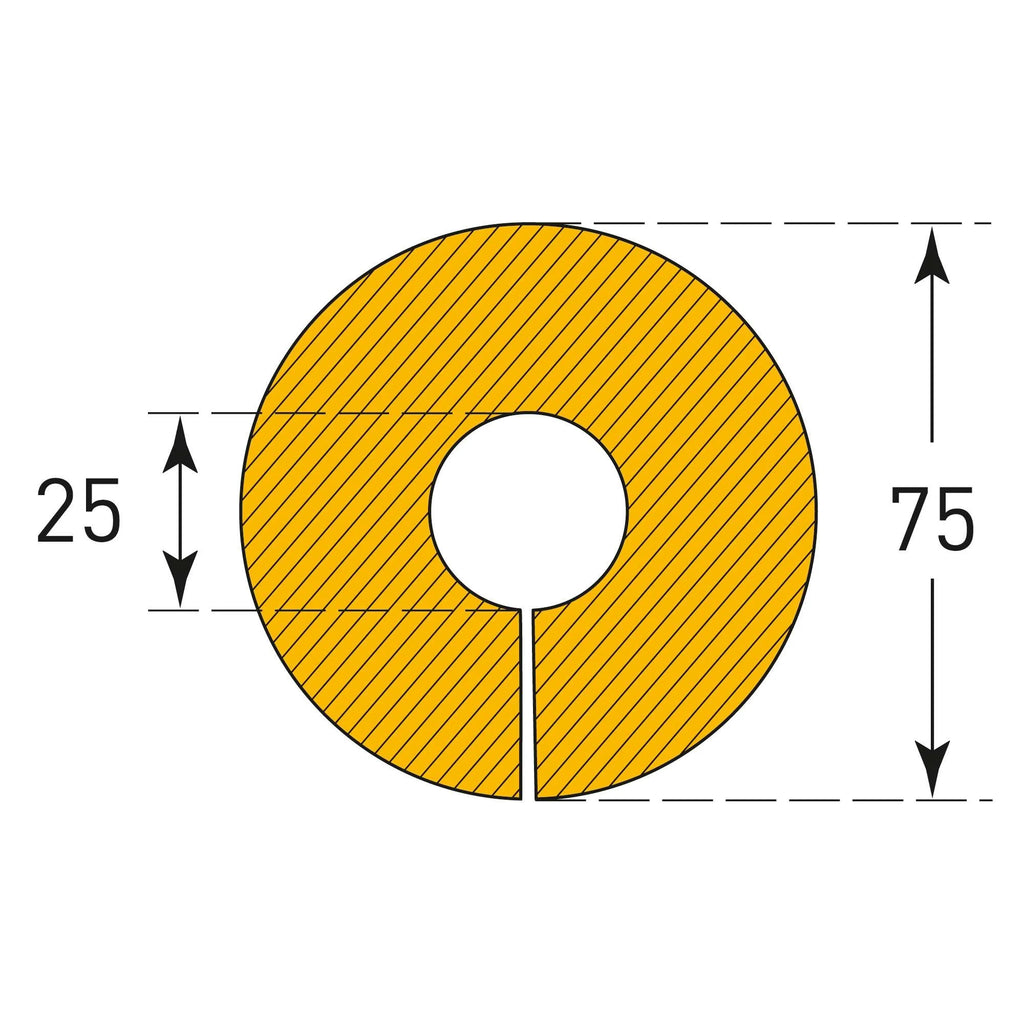 Stootrand buis Ø 25 mm – stootbescherming  – 1 meter – geel / zwart