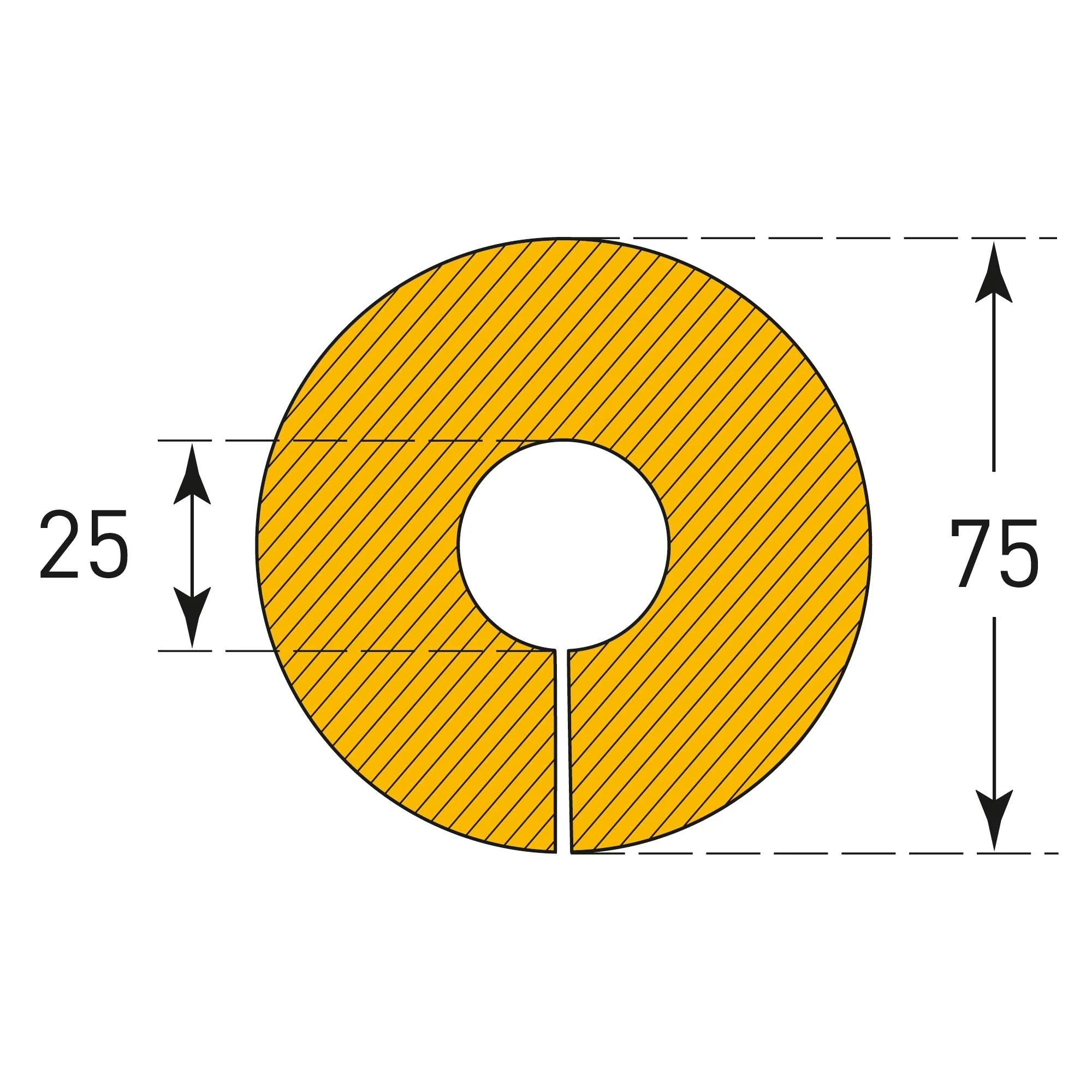 Stootrand buis Ø 25 mm – stootbescherming  – 1 meter – geel / zwart