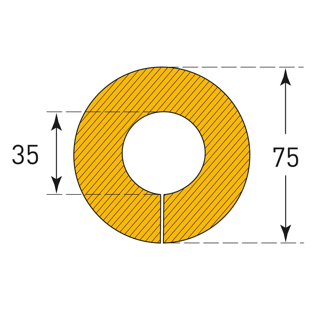 Stootrand buis Ø 35 mm – stootbescherming  – 1 meter – geel / zwart