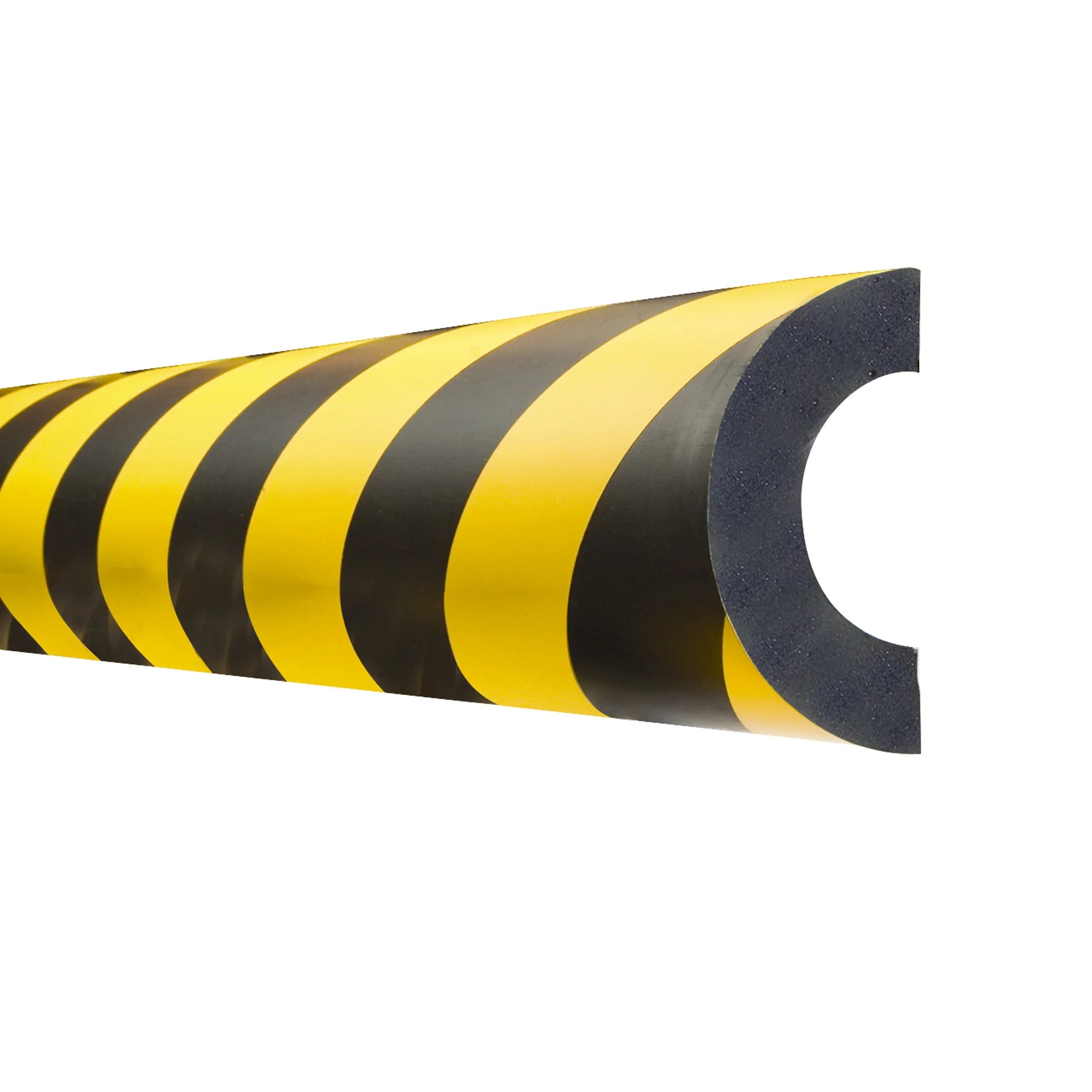 Stootrand 60 mm buis 180 graden – stootbescherming – zelfklevend – 1 meter – geel / zwart