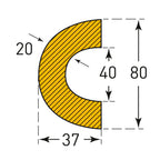 Stootrand buis 180 graden – stootbescherming – zelfklevend – 1 meter – geel / zwart
