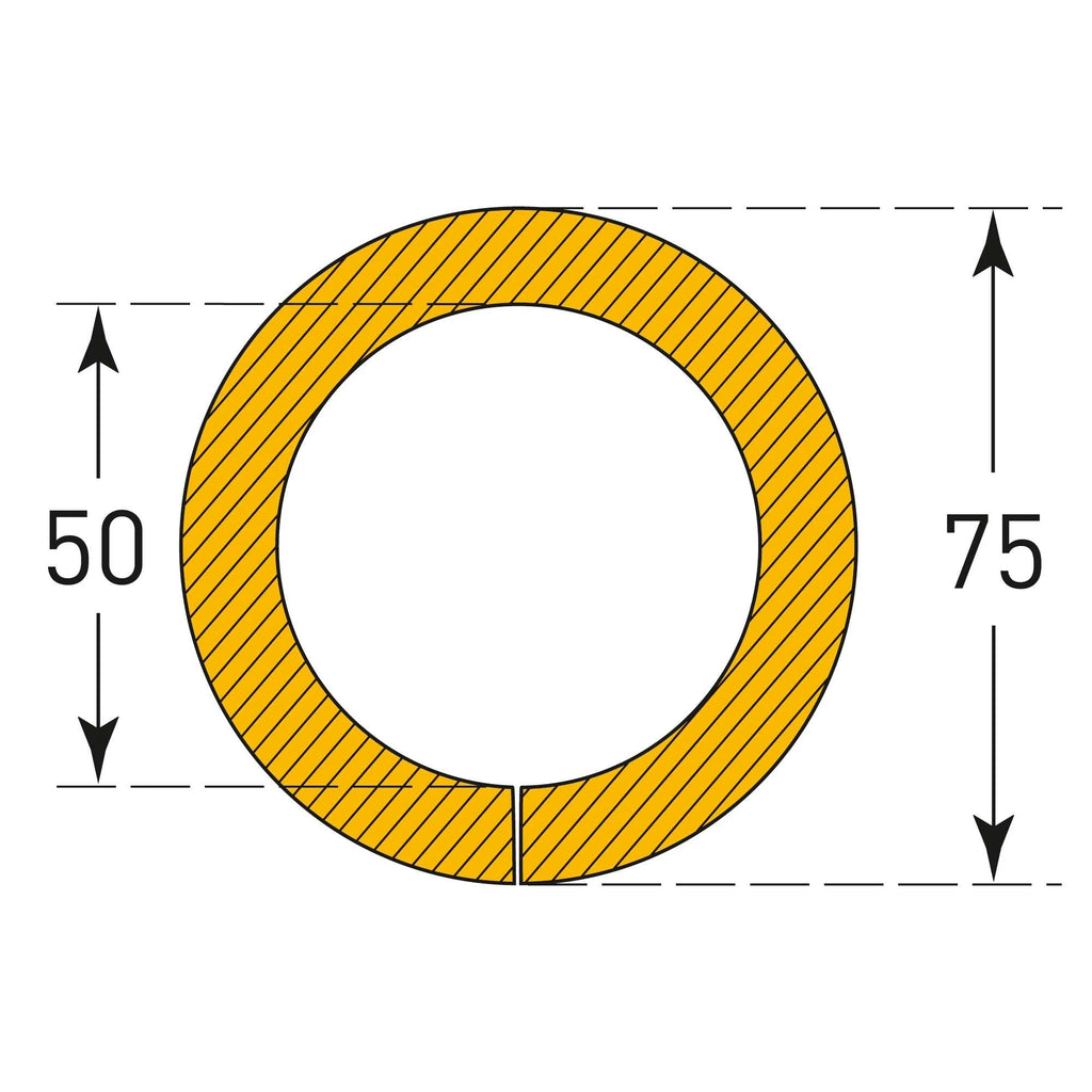 Stootrand buis Ø 50 mm – stootbescherming  – 1 meter – geel / zwart