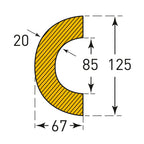 Stootrand 85mm buis 180 graden – stootbescherming – magnetisch – 1 meter – geel / zwart