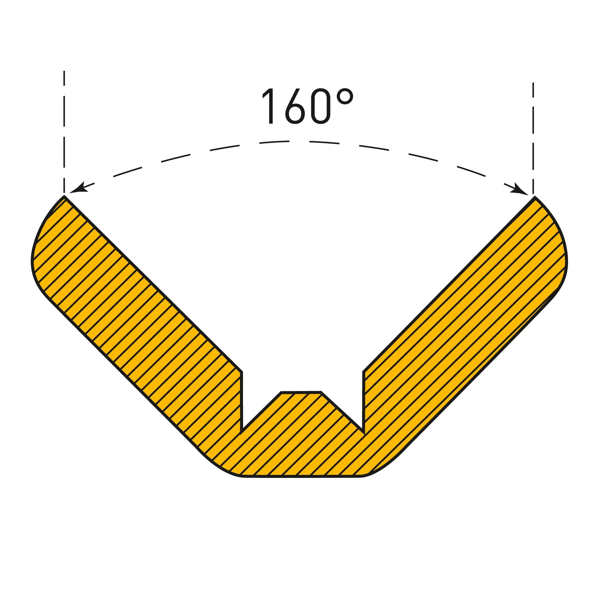 Stootrand L profiel 160° – stootbescherming zelfklevend – 5 meter – geel / zwart