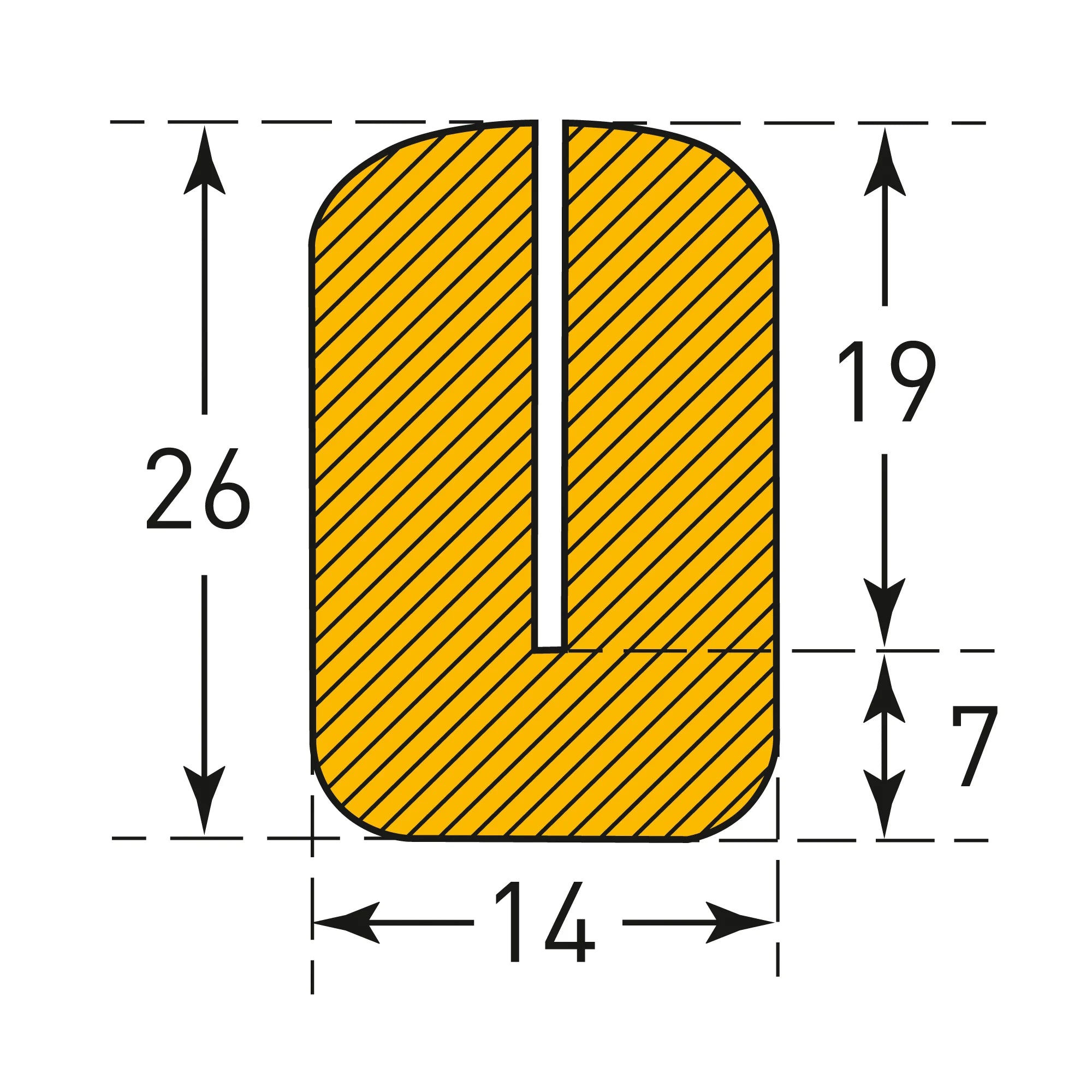 Stootrand L profiel 160° – stootbescherming zelfklevend – 5 meter – geel / zwart