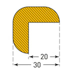 Stootrand L profiel – stootbescherming magnetisch – 1 meter – geel / zwart