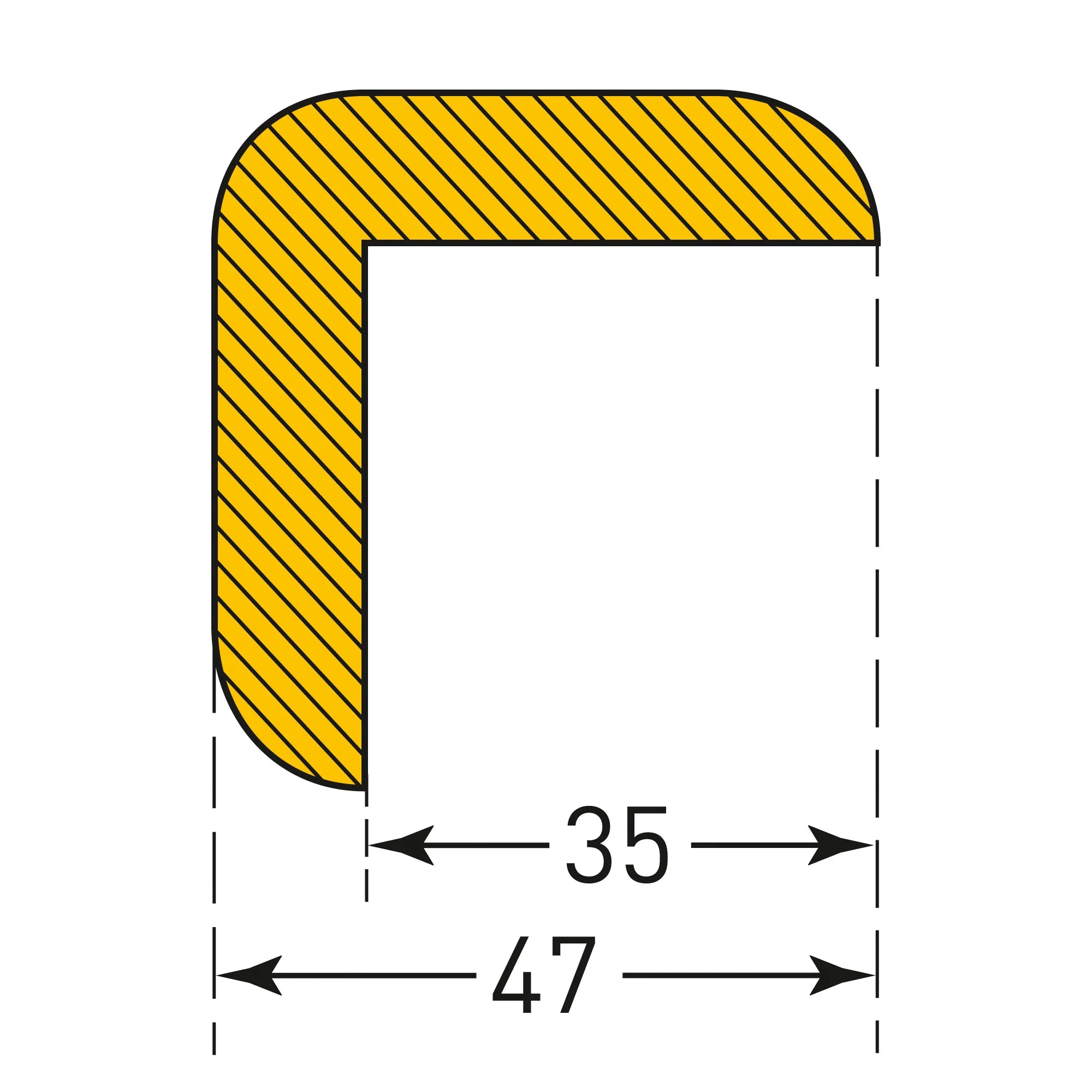 Stootrand L profiel – stootbescherming zelfklevend – 1 of 5 meter – geel / zwart