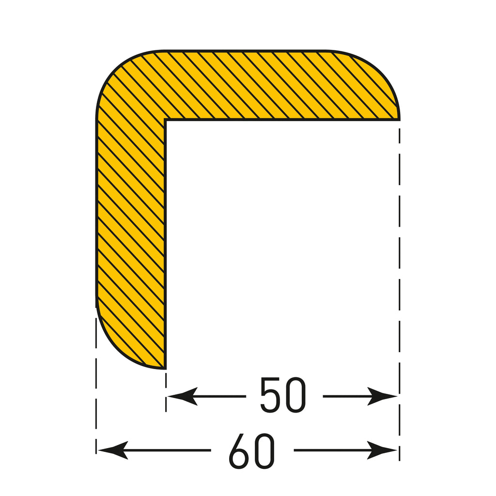 Stootrand L profiel – stootbescherming magnetisch – 1 meter – geel / zwart