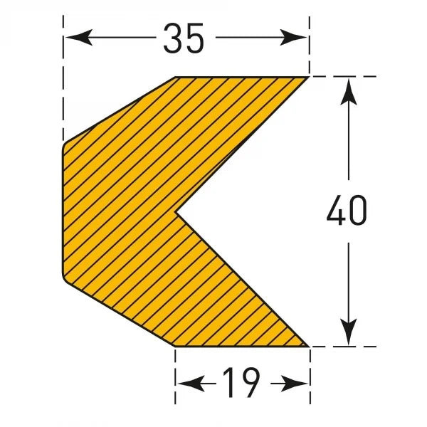 Stootrand trapezium – stootbescherming zelfklevend – 1 meter – geel / zwart