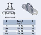 RVS steigeroog - langwerpige grondplaat - RVS A2-AISI 304 - diverse maten