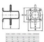 RVS bolder – steigerbolder – RVS A4-AISI316 –  hoogte 105 tot 170 mm