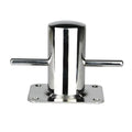 RVS bolder met dubbele pen - Diam. 60 mm – A4-AISI316 – rechthoekige voetplaat