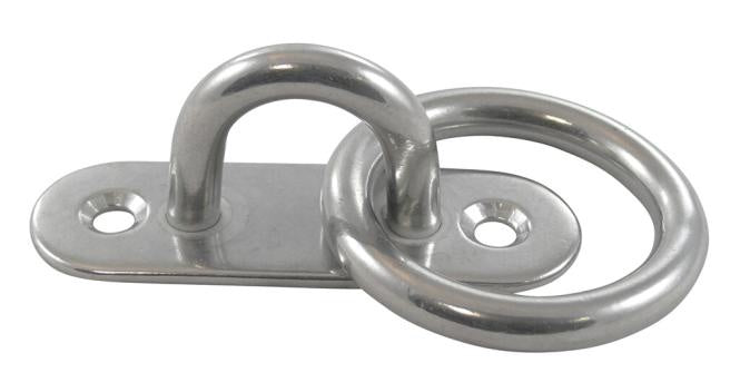RVS steigeroog met ring - langwerpige grondplaat - RVS A2-AISI 304
