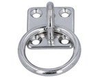 RVS steigeroog met ring - afmeerring - RVS A2-AISI 304 - vierkante grondplaat