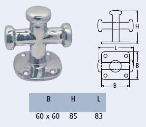 RVS kruisbolder - RVS A4-AISI 316 - hoogglans gepolijst - voetplaat 60x60 mm