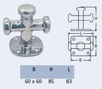 RVS kruisbolder - RVS A4-AISI 316 - hoogglans gepolijst - voetplaat 60x60 mm