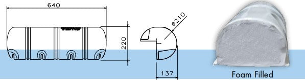 Ocean Steiger Stootrand Bumper 3/4 – Steigerfender – UV Bestendig PVC – 640 mm – Wit