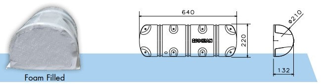 Ocean Steiger Stootrand Bumper 1/2 – Steigerfender – UV Bestendig PVC – 640 mm – Wit