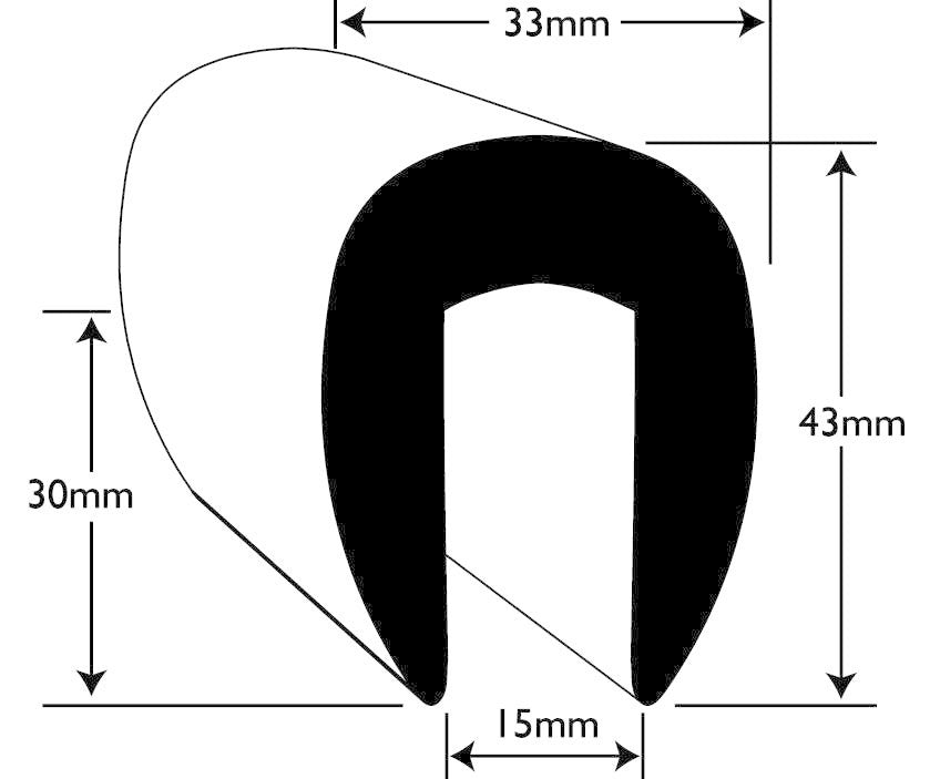 Wilks PVC Stootrand Boot U 2010 – Bootrand bescherming – UV-bestendig – 15 mm rand – Per meter – Zwart of Wit