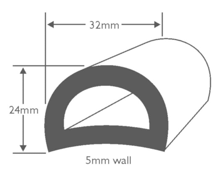 Wilks PVC Stootrand boot D 50 – Bootrand bescherming – Flexibel D profiel – UV-bestendig – Per meter – zwart, wit of teak